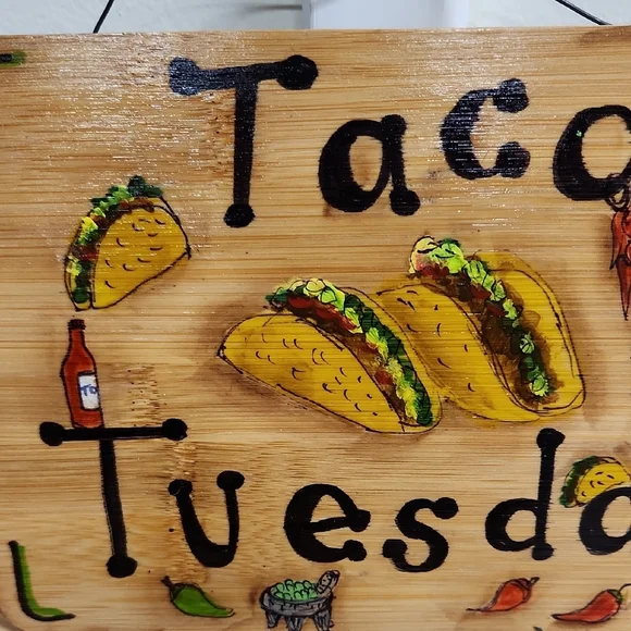 Hand Painted Taco Tuesday Sign Wall Art 6 X 9 Inch - Picture 4 of 6